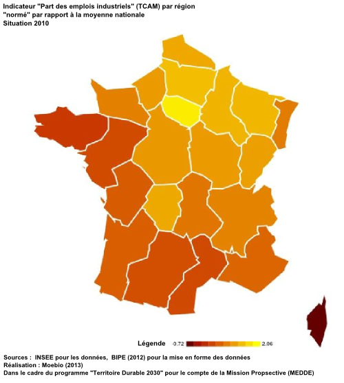 Part des emplois industriels (TCAM)