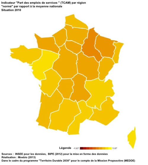 Part des emplois de services (TCAM)