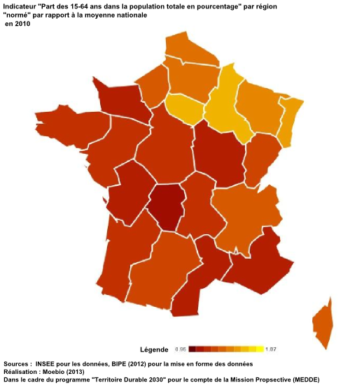 Part des 15-64 ans dans la population totale en pourcentage