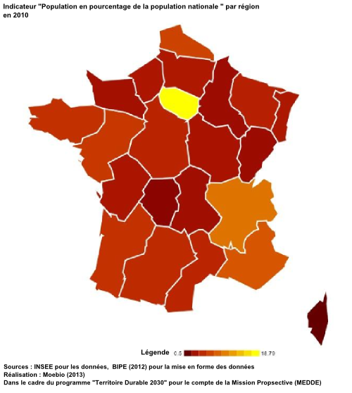 Population en pourcentage de la population nationale