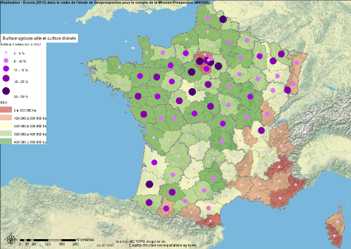 SAU et surface drainée par département