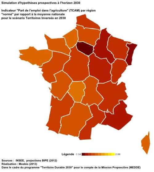 Part des emploi dans l'agriculture (TCAM)