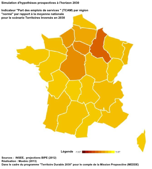 Part des emplois de services (TCAM)