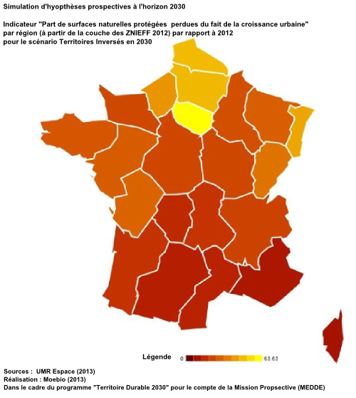 Part de surfaces naturelles protégées  perdues du fait de la croissance urbaine