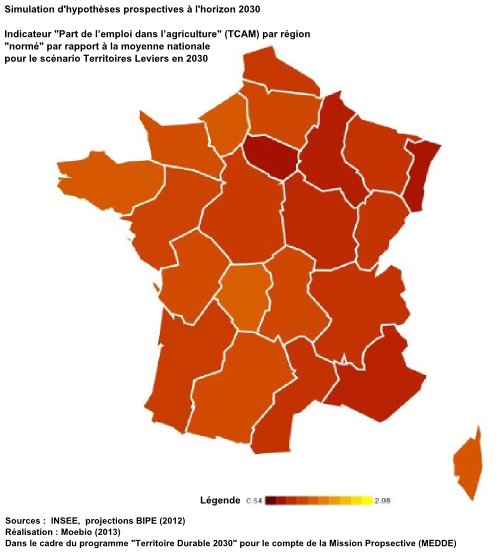 Part des emploi dans l'agriculture (TCAM)