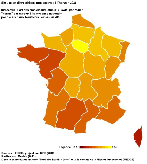 Part des emplois industriels (TCAM)