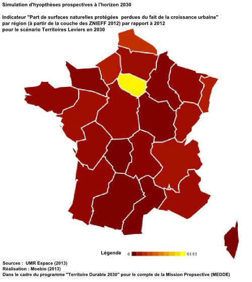 Part de surfaces naturelles protégées  perdues du fait de la croissance urbaine