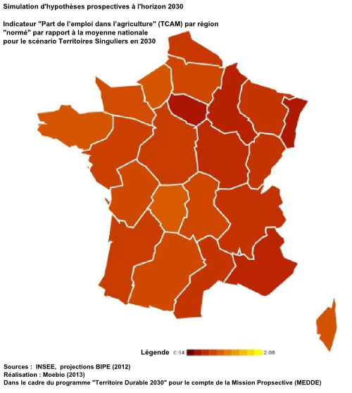 Part des emploi dans l'agriculture (TCAM)