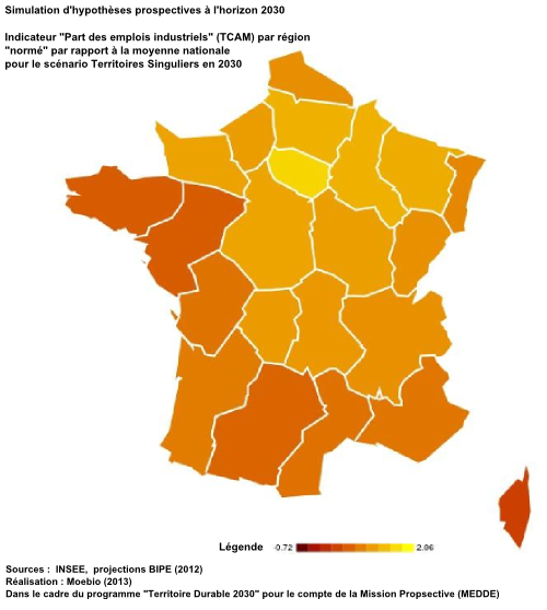 Part des emplois industriels (TCAM)