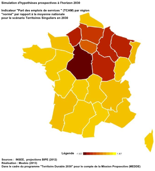 Part des emplois de services (TCAM)